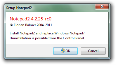 Notepad2 setup