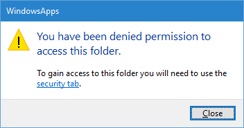 windowsapps folder access denied