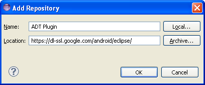 Eclipse-install-ADT-plugin-URL