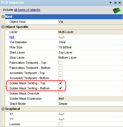 AltiumDesigner via properties mask tenting2