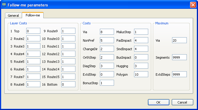 Eagle Autorouter Followme parameters