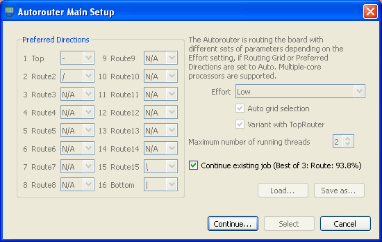 Eagle Autorouter Main Setup Restarting interrupted job