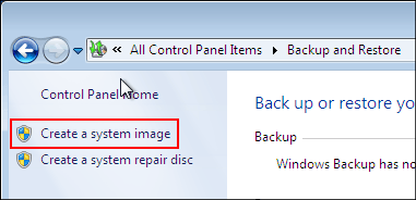 Windows7 create system image step 4