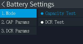 EL15 Battery Measurement Settings Interface