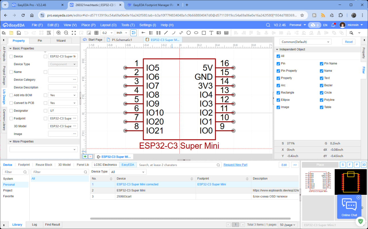 EasyEDA remap Symbol and Footprint fig01