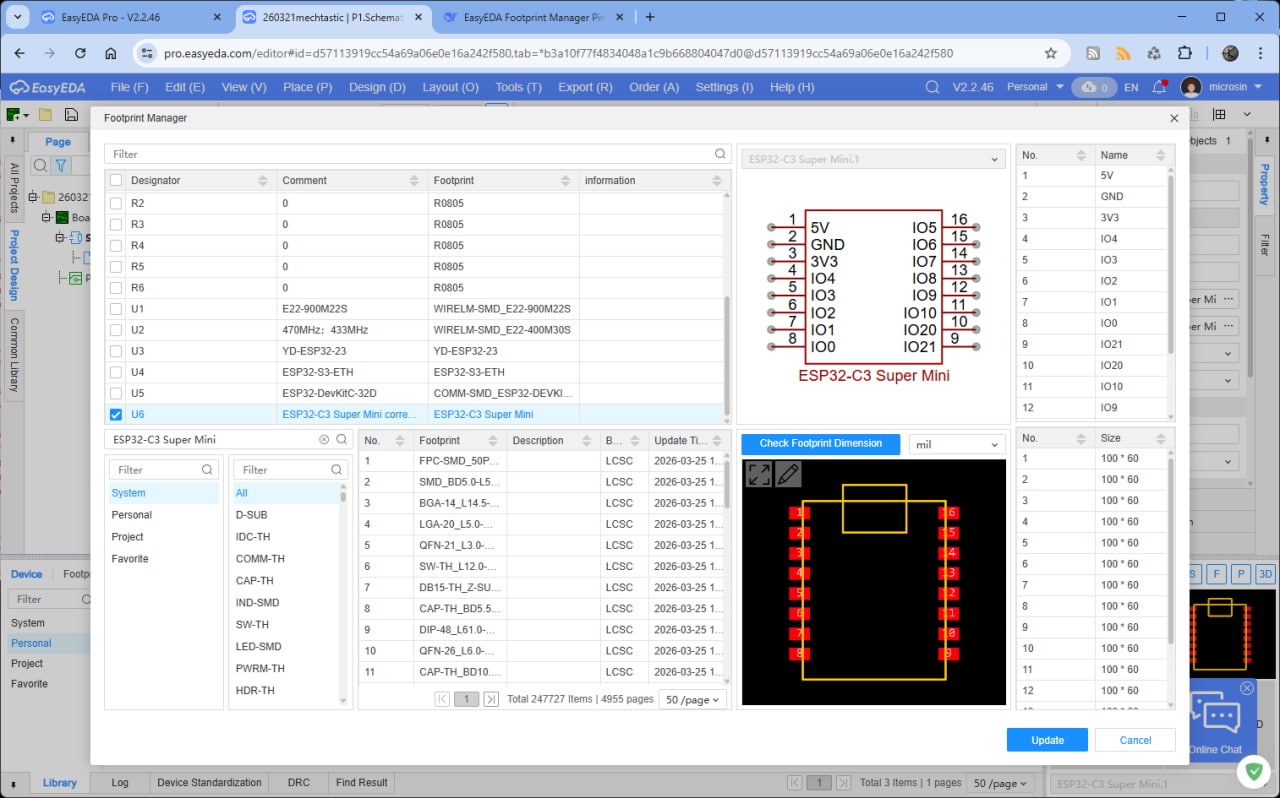 EasyEDA remap Symbol and Footprint fig02