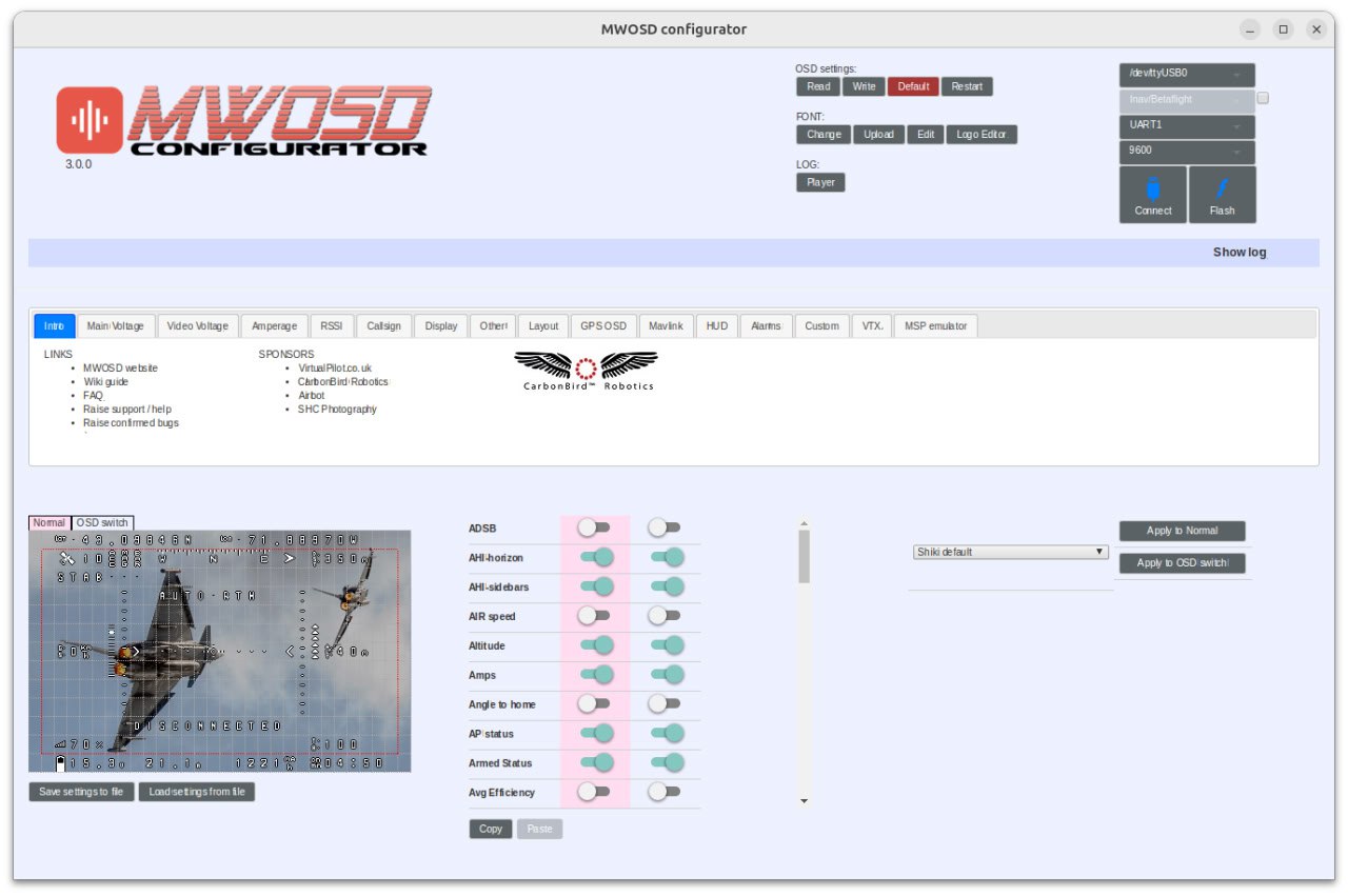MWOSD configurator GUI