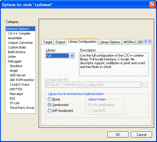 IAR-printf-DLIB-Library-Configuration