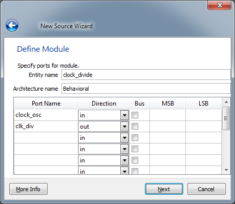 Port Declaration Screen clock divide fig404